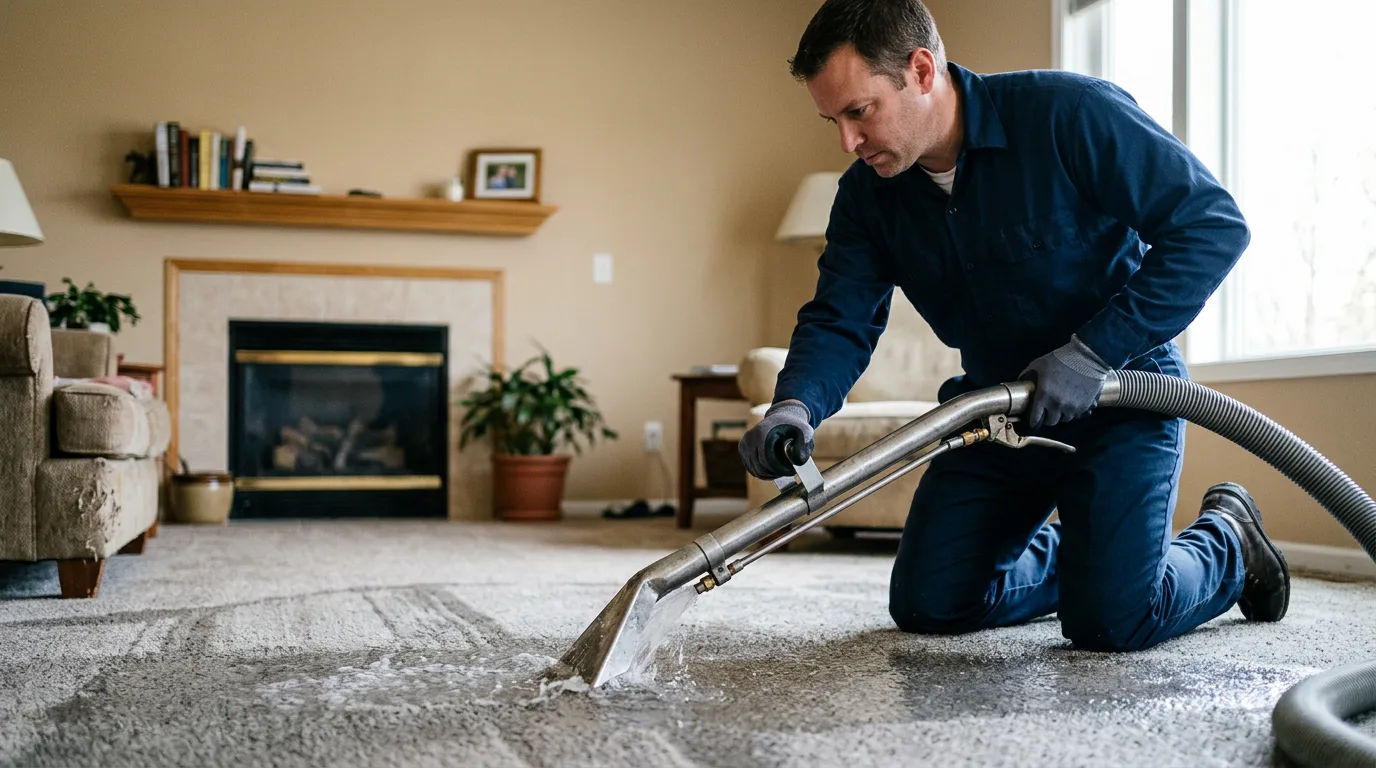 Water damage restoration technician working near Lauderdale, MS
